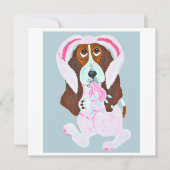 Happy Easter Basset Hound Easter Bunny Kaart (Voorkant)
