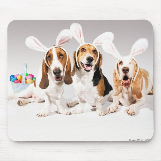 Happy Easter Basset Mousepad Muismat (Voorkant)