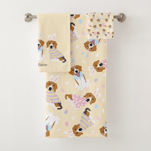 Happy Easter Beagle Honden Bad Handdoek (Insitu)