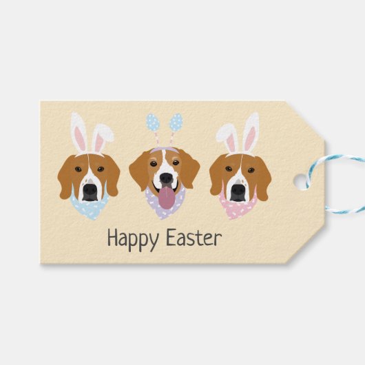 Happy Easter Beagle Honden Cadeaulabel (Voorkant (Horizontaal))