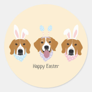 Happy Easter Beagle Honden Ronde Sticker