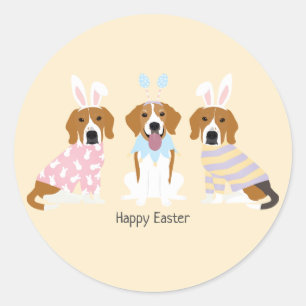 Happy Easter Beagle Honden Ronde Sticker