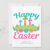 Happy Easter Beauful Floral Crosses gepersonalisee Feestdagenkaart (Voorkant)
