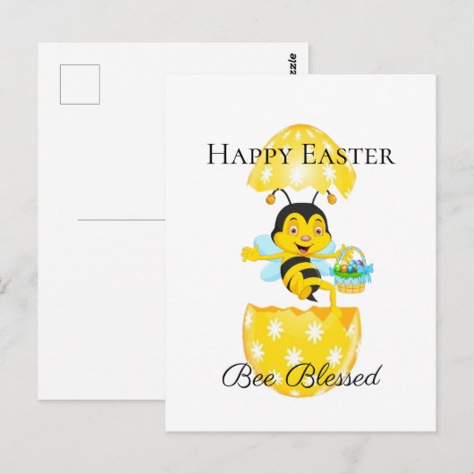 Happy Easter Bee Blessed Cartoon Briefkaart (Voorkant / Achterkant)