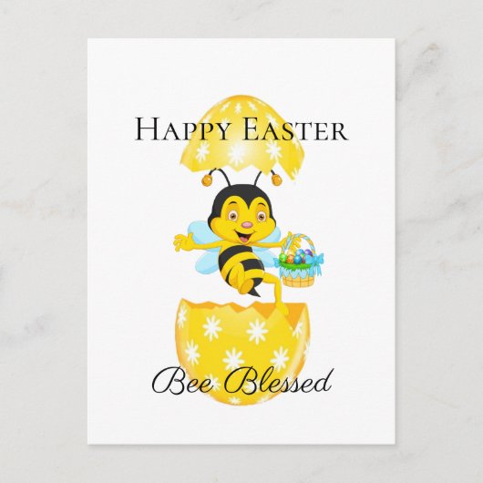 Happy Easter Bee Blessed Cartoon Briefkaart (Voorkant)