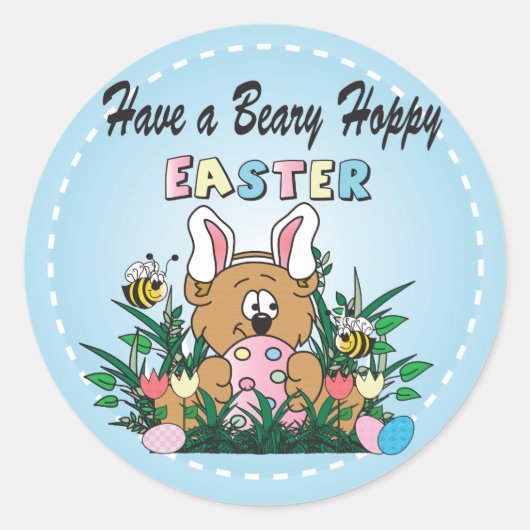 Happy Easter Beer Bunny Rabbit Ronde Sticker (Voorkant)
