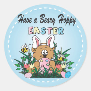 Happy Easter Beer Bunny Rabbit Ronde Sticker