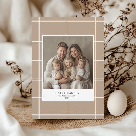 Happy Easter Beige Familiefoto Kaart