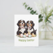 Happy Easter Berner Mountain Dogs Easter Eggs Briefkaart (Staand voorkant)