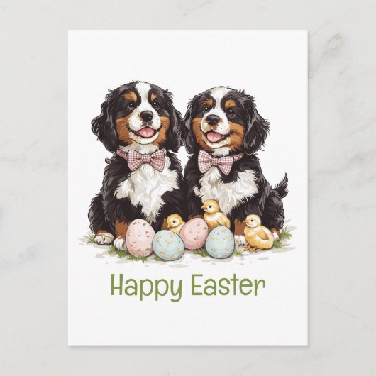 Happy Easter Berner Mountain Dogs Easter Eggs Briefkaart (Voorkant)