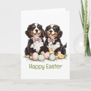 Happy Easter Berner Mountain Dogs Easter Eggs Kaart