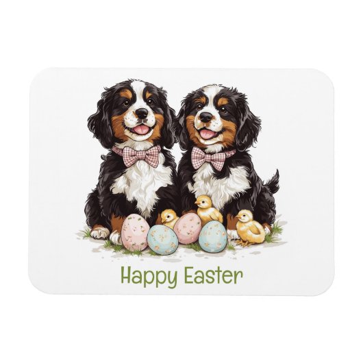 Happy Easter Berner Mountain Dogs Easter Eggs Magneet (Horizontaal)