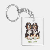 Happy Easter Berner Mountain Dogs Easter Eggs Sleutelhanger (Voorkant Links)