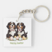 Happy Easter Berner Mountain Dogs Easter Eggs Sleutelhanger (Achterkant)