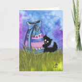 Happy Easter beroemd gemaakt door BiHrLe Black Cat Feestdagen Kaart (Voorkant)