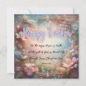 Happy Easter Bible Verse Pastel Flowers Christelij Feestdagenkaart (Voorkant)