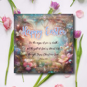 Happy Easter Bible Verse Pastel Flowers Christelij Feestdagenkaart