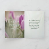 Happy Easter bijbel Verse Roze Tulieren Feestdagen Kaart (Binnen)