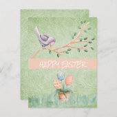 Happy Easter Bird op een Branch Briefkaart (Voorkant / Achterkant)