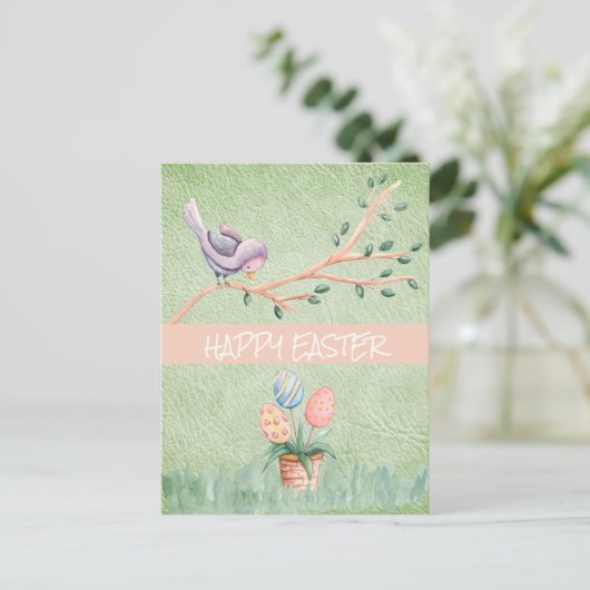 Happy Easter Bird op een Branch Briefkaart (Staand voorkant)