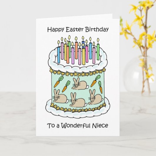 Happy Easter Birthday Niece Kaart (Gele Bloem)