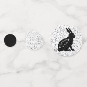 Happy Easter Black Bunny Polka Dots Bloemen Confetti (Voorkanten)