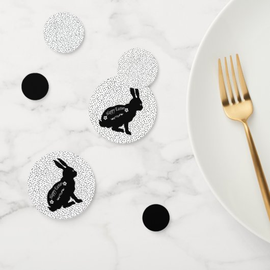 Happy Easter Black Bunny Polka Dots Bloemen Confetti (Groep)