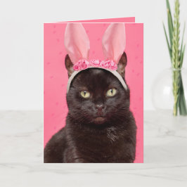 Happy Easter Black Cat in Bunny Ears Feestdagen Kaart