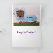  Happy Easter Black & Tan Dachshund in egg Kaart (Binnen)