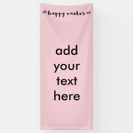 Happy Easter Black Typografie Soft Pink Achtergron Spandoek (Verticaal)