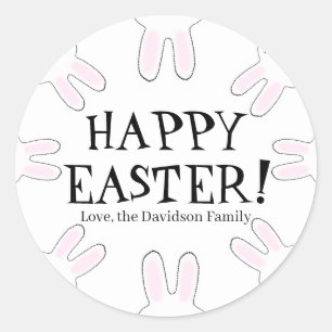 Happy Easter Black white douane schattige konijnen Ronde Sticker