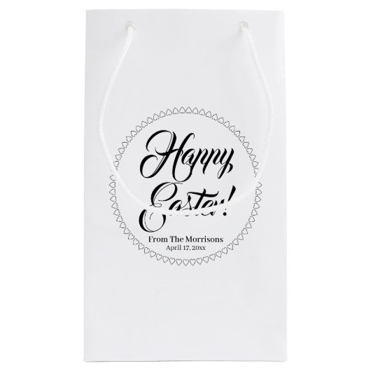 Happy Easter black white harten aangepast script s Klein Cadeauzakje (Achterkant)