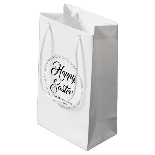 Happy Easter black white harten aangepast script s Klein Cadeauzakje (Achterkant Gekanteld)