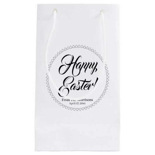 Happy Easter black white harten aangepast script s Klein Cadeauzakje (Voorkant)