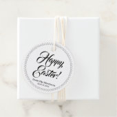 Happy Easter Black white harts aangepaste script c Bedankjes Labels (In situ)