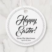 Happy Easter Black white harts aangepaste script c Bedankjes Labels (Voorkant)
