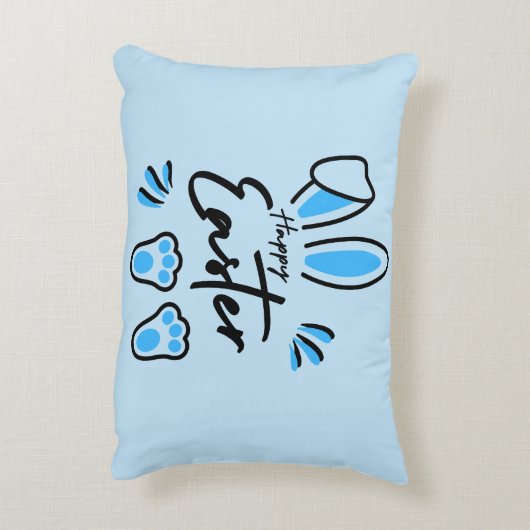Happy Easter blauw Accent Kussen (Achterkant (Verticaal))