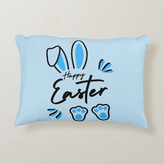 Happy Easter blauw Accent Kussen (Achterkant)