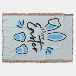 Happy Easter blauw Deken