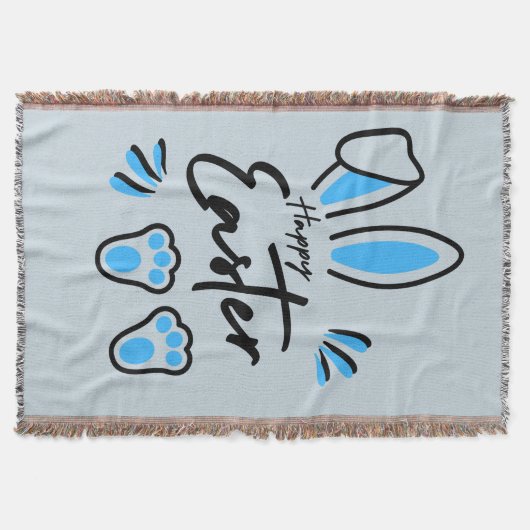 Happy Easter blauw Deken (Voorkant)