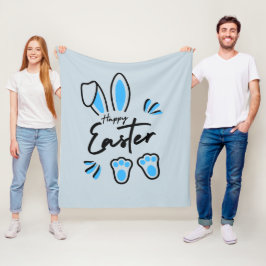 Happy Easter blauw Fleece Deken