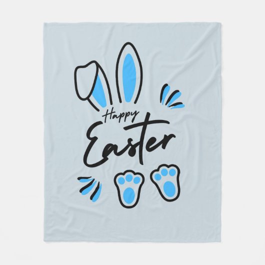 Happy Easter blauw Fleece Deken (Voorkant)
