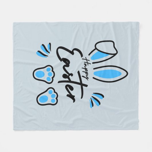 Happy Easter blauw Fleece Deken (Voorkant (Horizontaal))