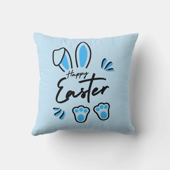 Happy Easter blauw Kussen (Achterkant)