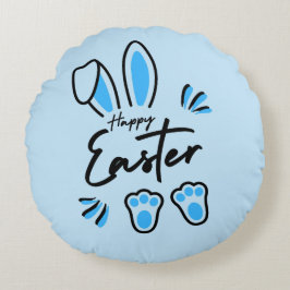 Happy Easter blauw Rond Kussen