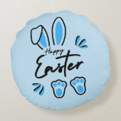 Happy Easter blauw Rond Kussen (Achterkant)