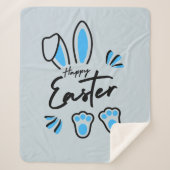Happy Easter blauw Sherpa Deken (Voorkant)