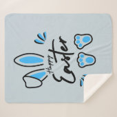 Happy Easter blauw Sherpa Deken (Voorkant (horizontaal))