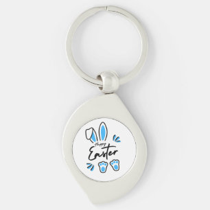 Happy Easter blauw Sleutelhanger