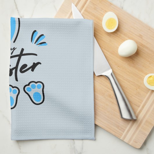 Happy Easter blauw Theedoek (Quarter Fold)